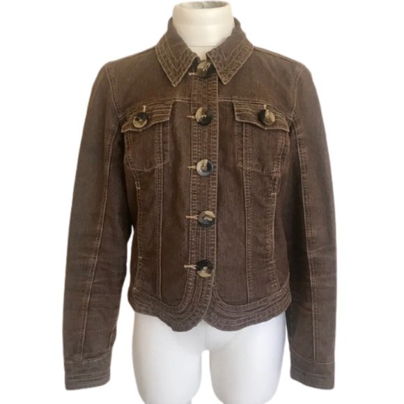 DRESSBARN Brown Fade Jean Button Down Jacket - Picture 2 of 6